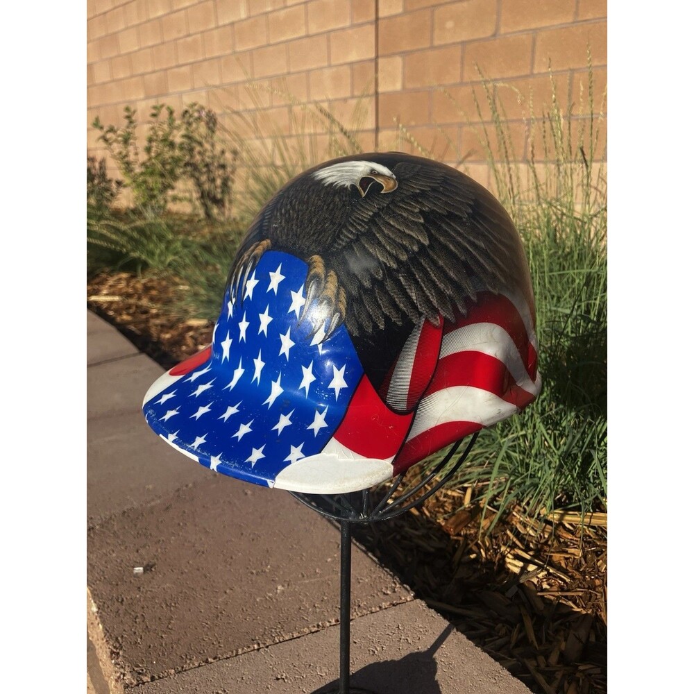 VTG Fibre-Metal Patriotic Bald Eagle American Flag Hard Hat USA Display Piece